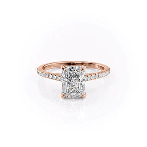 The Pave Natalie Set With A 1.5 Carat Radiant 14K Rose Gold Lab Diamond