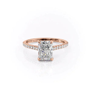 The Natalie Set With A 1 Carat Radiant 14K Rose Gold Lab Diamond