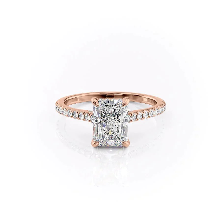 The Natalie Set With A 2.5 Carat Radiant 14K Rose Gold Lab Diamond