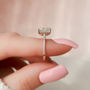 The Natalie Set With A 1 Carat Radiant 14K Rose Gold Lab Diamond