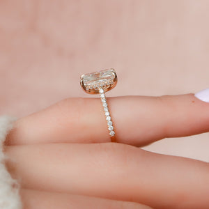 The Pave Natalie Set With A 1 Carat Radiant 14K Rose Gold Lab Diamond