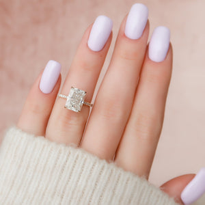 The Pave Natalie Set With A 1 Carat Radiant 14K Rose Gold Lab Diamond