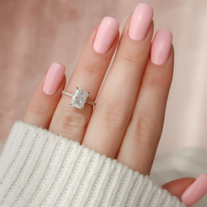 The Pave Natalie Set With A 2 Carat Radiant 14K Rose Gold Lab Diamond