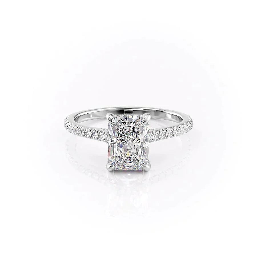 The Pave Natalie Set With A 3 Carat Radiant 14K White Gold Lab Diamond