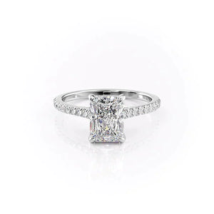 The Natalie Set With A 1 Carat Radiant 14K White Gold Lab Diamond