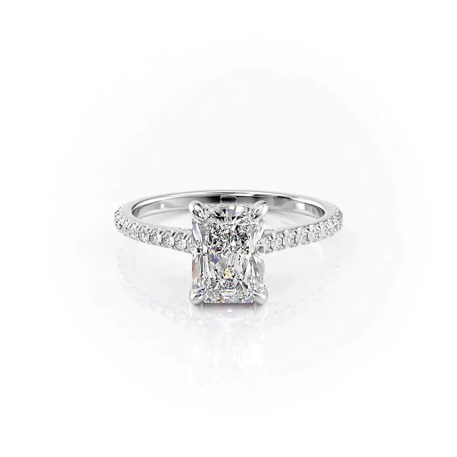 The Natalie Set With A 3 Carat Radiant 18K White Gold Lab Diamond