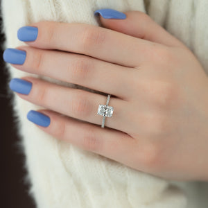 The Natalie Set With A 1 Carat Radiant 14K White Gold Lab Diamond