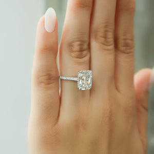 The Pave Natalie Set With A 1.5 Carat Radiant 14K White Gold Lab Diamond