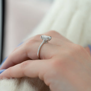 The Pave Natalie Set With A 1.5 Carat Radiant 18K White Gold Lab Diamond