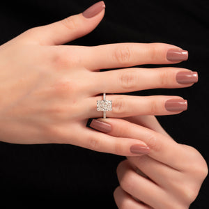 The Natalie Set With A 1 Carat Radiant 14K White Gold Lab Diamond