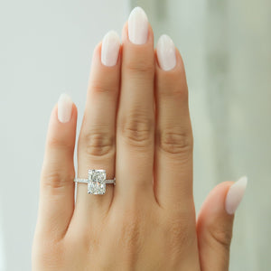 The Pave Natalie Set With A 1.5 Carat Radiant 14K White Gold Lab Diamond