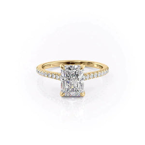 The Pave Natalie Set With A 1 Carat Radiant 18K Yellow Gold Lab Diamond