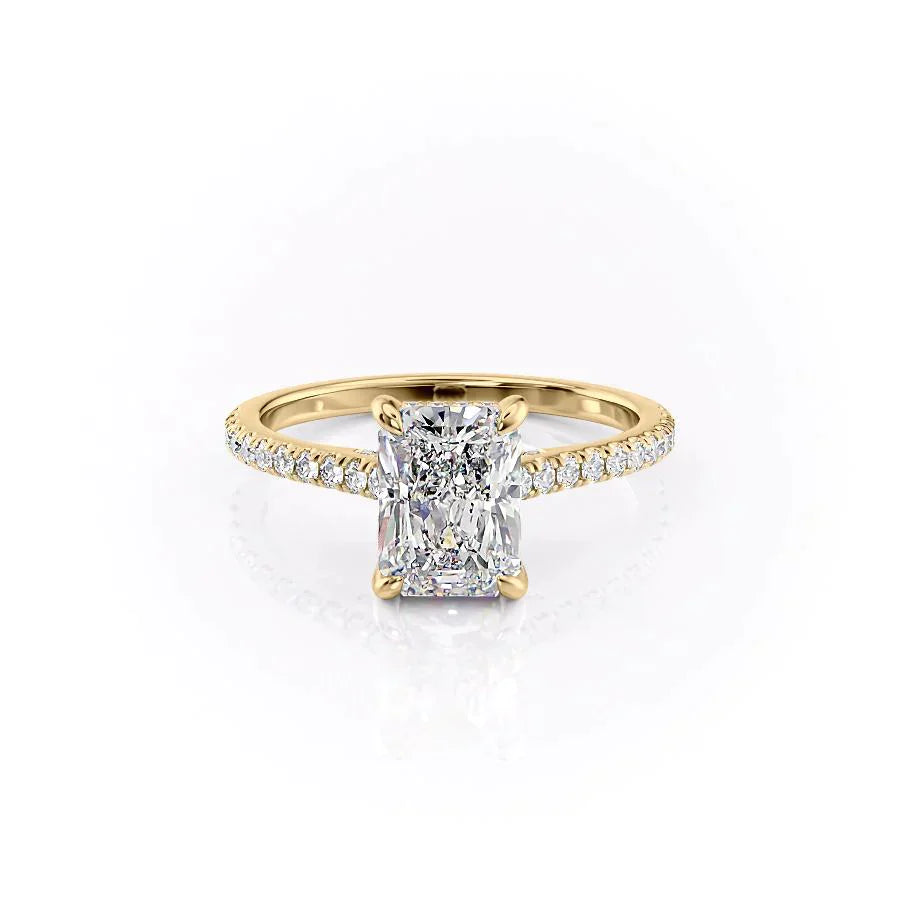 The Natalie Set  With A 3.5 Carat Radiant 18K Yellow Gold Moissanite