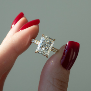The Natalie Set With A 2 Carat Radiant 18K Yellow Gold Lab Diamond
