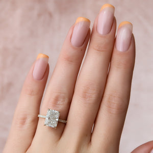 The Pave Natalie Set With A 3 Carat Radiant 18K Yellow Gold Lab Diamond