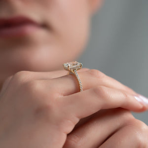 The Pave Natalie Set With A 2.5 Carat Radiant 18K Yellow Gold Lab Diamond