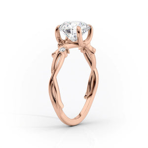 The Twig Set  With A 4 Carat Cushion 18K Rose Gold Moissanite