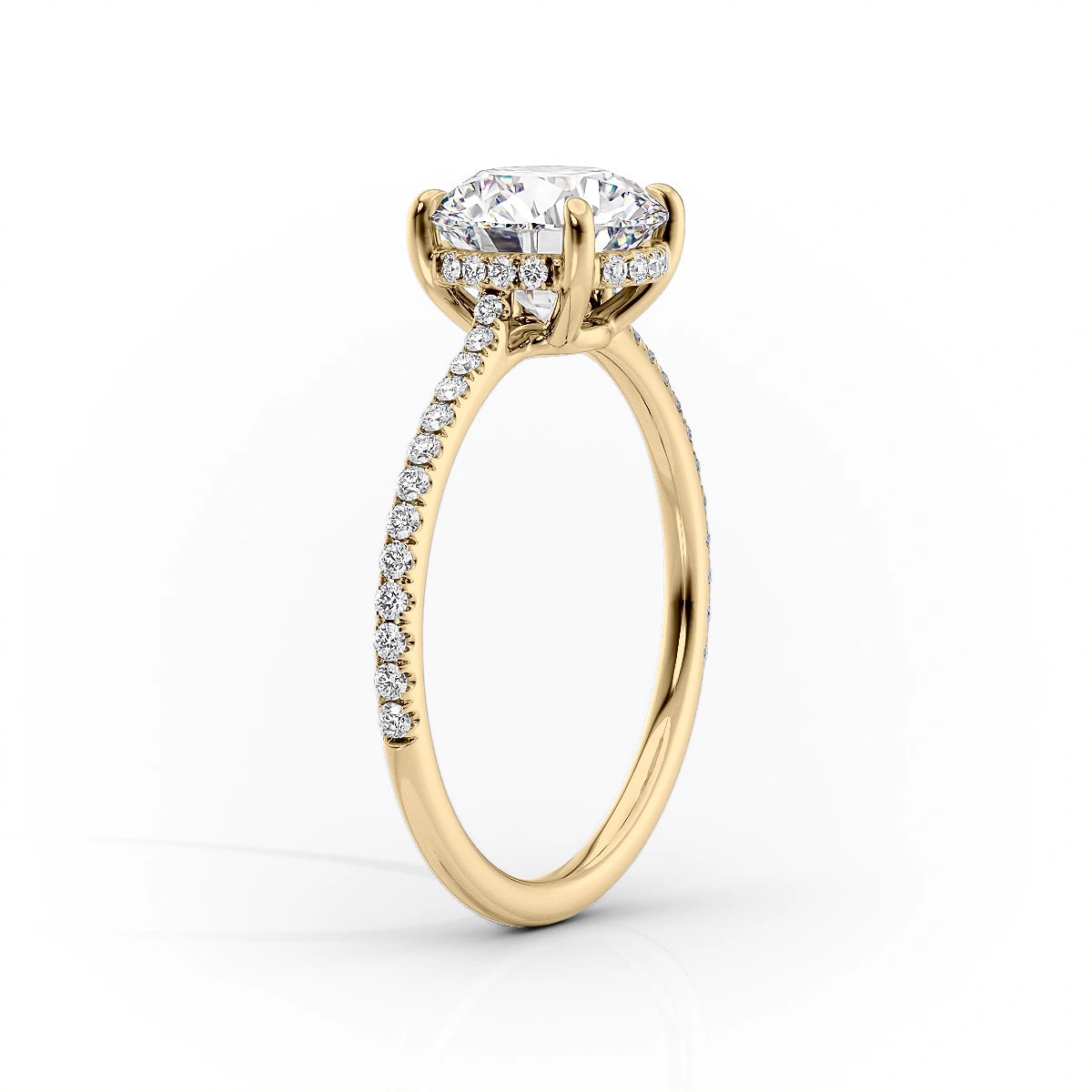 The Pave Maia Set With A 1 Carat Cushion 18K Yellow Gold Lab Diamond