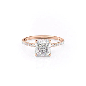 The Low Profile Kamellie Set With A 1 Carat Cushion 14K Rose Gold Lab Diamond