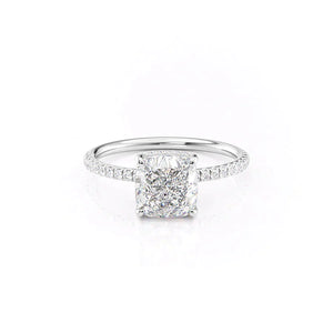 The Low Profile Kamellie Set With A 1.5 Carat Cushion 18K White Gold Lab Diamond