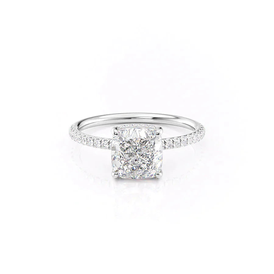 The Low Profile Kamellie Set With A 2 Carat Cushion 14K White Gold Lab Diamond