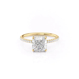 The Low Profile Kamellie Set With A 1 Carat Cushion 18K Yellow Gold Lab Diamond