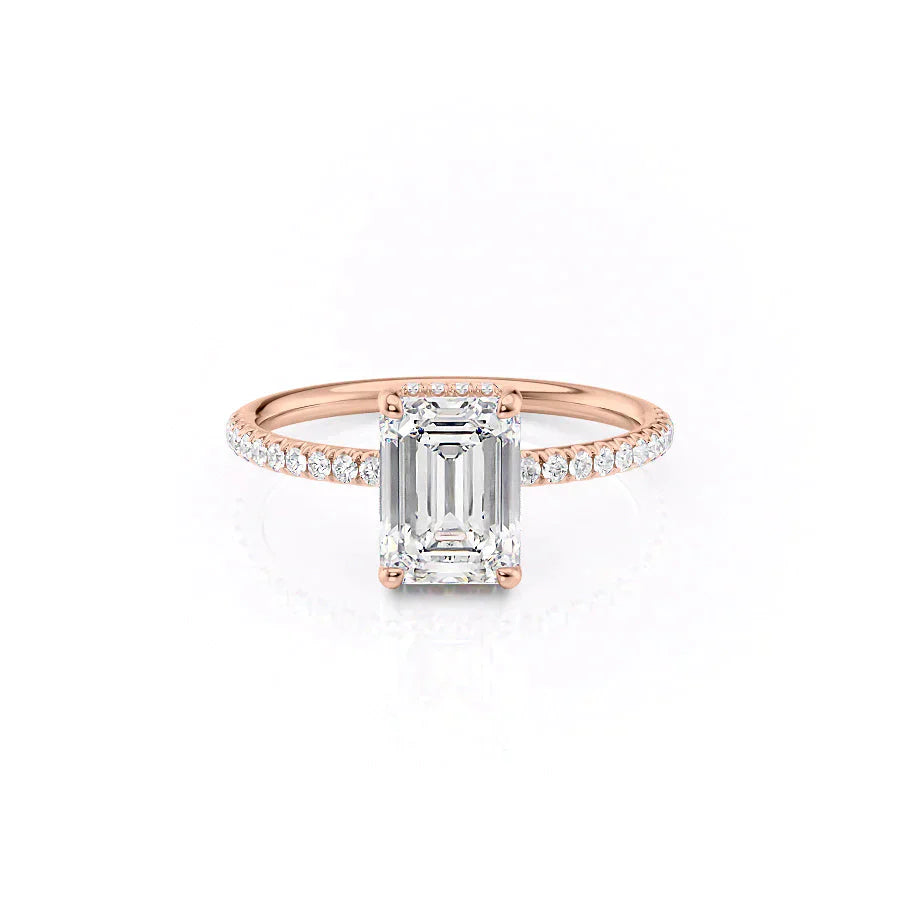 The Low Profile Kamellie Set With A 2 Carat Emerald 14K Rose Gold Lab Diamond