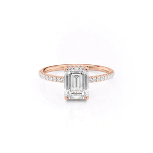 The Low Profile Kamellie Set With A 2 Carat Emerald 14K Rose Gold Lab Diamond