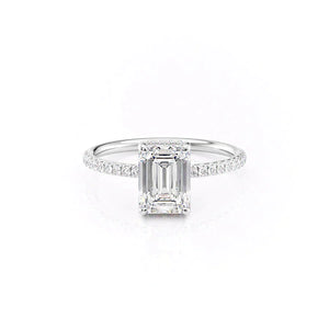 The Low Profile Kamellie Set With A 2 Carat Emerald 14K White Gold Lab Diamond