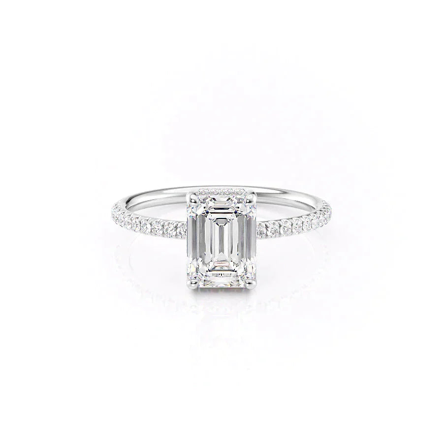 The Low Profile Kamellie Set With A 1.5 Carat Emerald 18K White Gold Lab Diamond