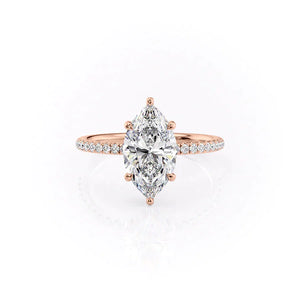 The Low Profile Kamellie Set With A 1.5 Carat Marquise 14K Rose Gold Lab Diamond