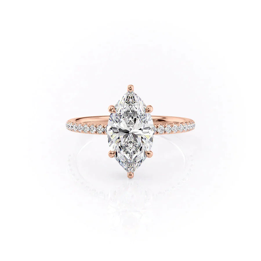 The Low Profile Kamellie Set With A 2.5 Carat Marquise 14K Rose Gold Lab Diamond