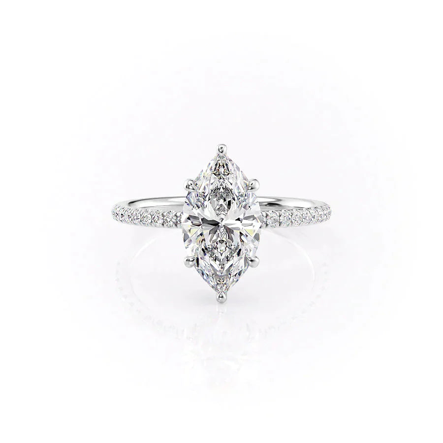 The Low Profile Kamellie Set With A 1.5 Carat Marquise 18K White Gold Lab Diamond
