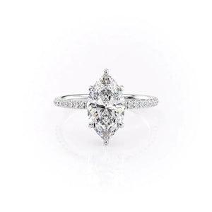 The Low Profile Kamellie Set With A 1 Carat Marquise 18K White Gold Lab Diamond