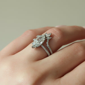 The Low Profile Kamellie Set With A 2 Carat Marquise 14K White Gold Lab Diamond