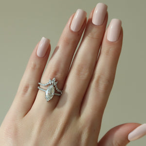 The Low Profile Kamellie Set With A 2 Carat Marquise 14K White Gold Lab Diamond