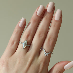 The Low Profile Kamellie Set With A 2 Carat Marquise 14K White Gold Lab Diamond