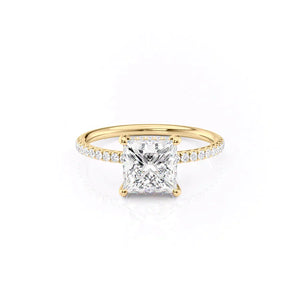 The Low Profile Kamellie Set With A 3 Carat Princess 18K Yellow Gold Lab Diamond