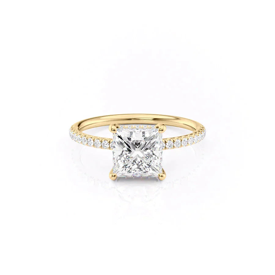 The Low Profile Kamellie Set With A 2.5 Carat Princess 18K Yellow Gold Lab Diamond