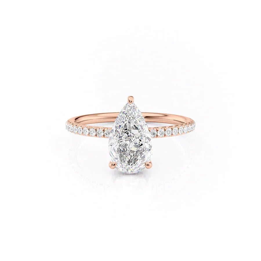 The Low Profile Kamellie Set With A 1 Carat Pear 14K Rose Gold Lab Diamond