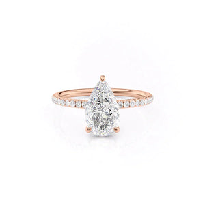 The Low Profile Kamellie Set With A 1 Carat Pear 14K Rose Gold Lab Diamond