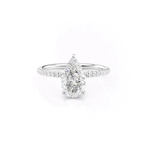 The Low Profile Kamellie Set With A 2 Carat Pear 18K White Gold Lab Diamond