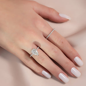 The Low Profile Kamellie Set With A 1 Carat Pear 14K White Gold Lab Diamond