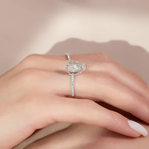 The Low Profile Kamellie Set With A 1 Carat Pear 14K White Gold Lab Diamond