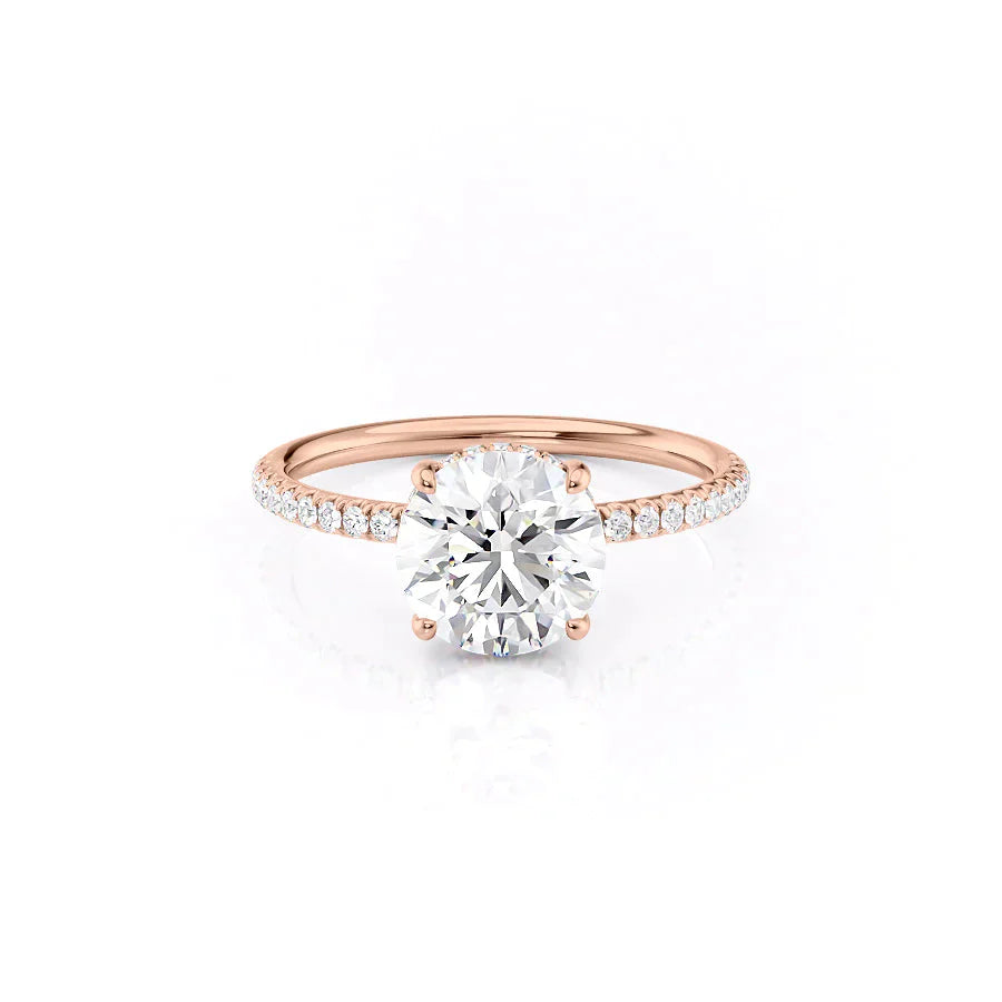 The Low Profile Kamellie Set With A 2 Carat Round 14K Rose Gold Lab Diamond