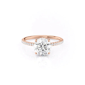 The Low Profile Kamellie Set With A 1 Carat Round 14K Rose Gold Lab Diamond