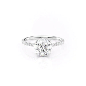 The Low Profile Kamellie Set  With A 1 Carat Round 18K White Gold Solitaire Moissanite