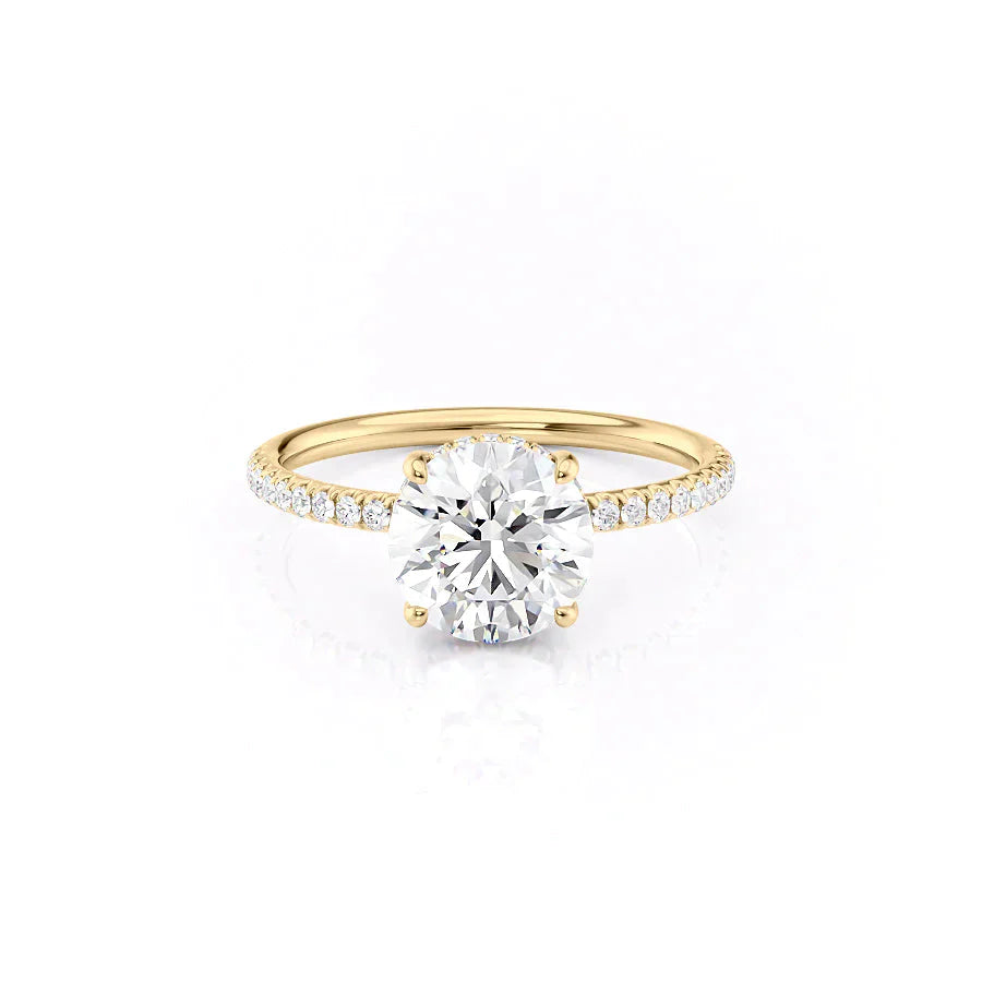 The Low Profile Kamellie Set With A 1 Carat Round 14K Yellow Gold Lab Diamond