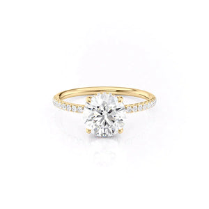 The Low Profile Kamellie Set With A 1 Carat Round 18K Yellow Gold Lab Diamond