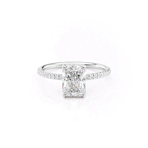 The Low Profile Kamellie Set With A 2.5 Carat Radiant 18K White Gold Lab Diamond